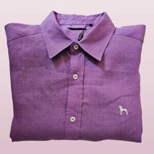 AZULU MEN LONG SLEEVE LINEN DRESS SHIRT - SIZE XL/T